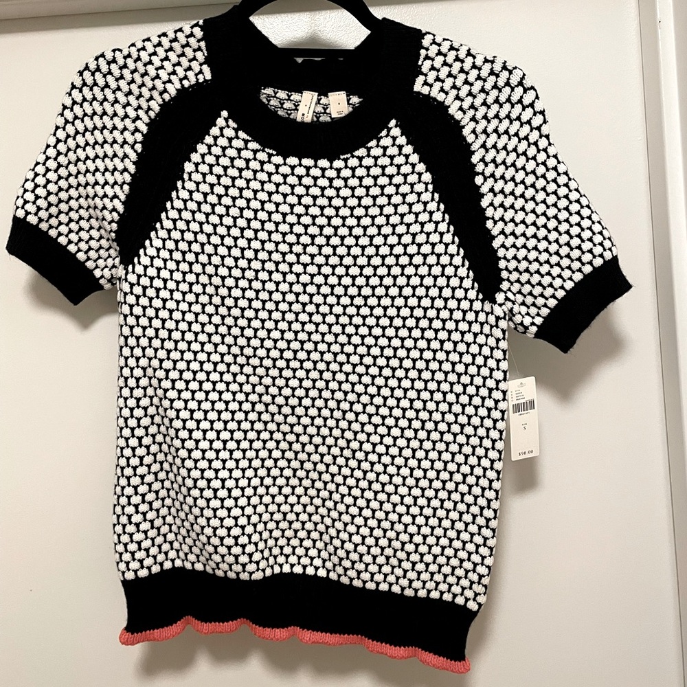 Moth by ANTHROPOLOGIE. Black & White cotton blend sweater. Size: Small.